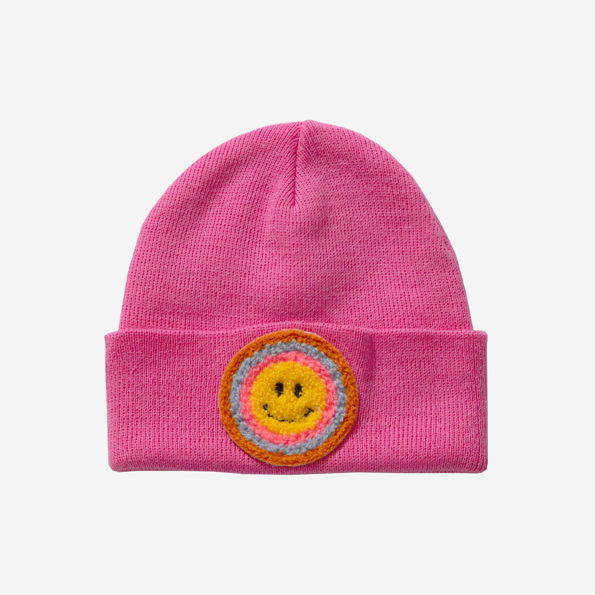 HOT PINK MULTI SMILEY BEANIE