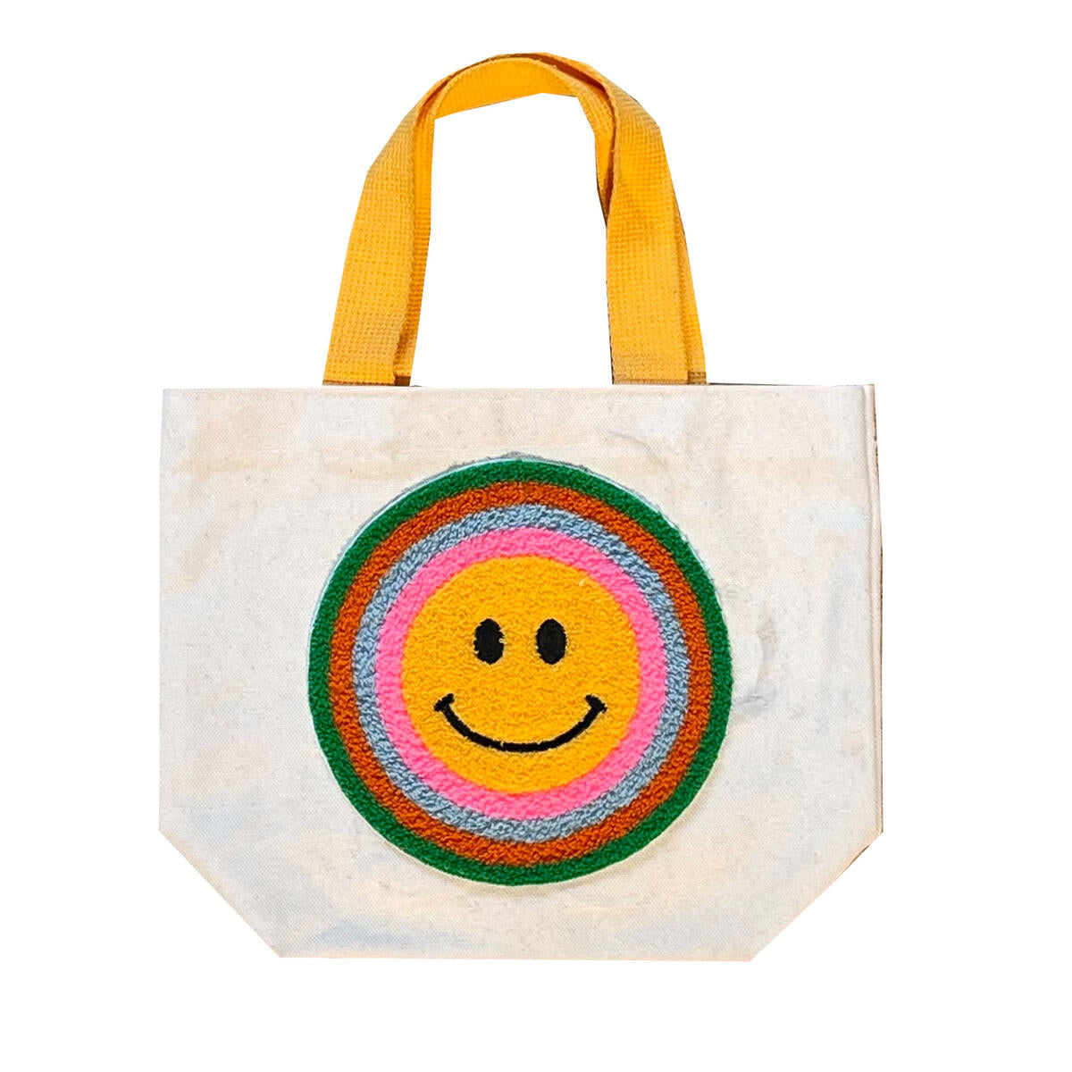 GREEN MULTI SMILEY PATCH TOTE