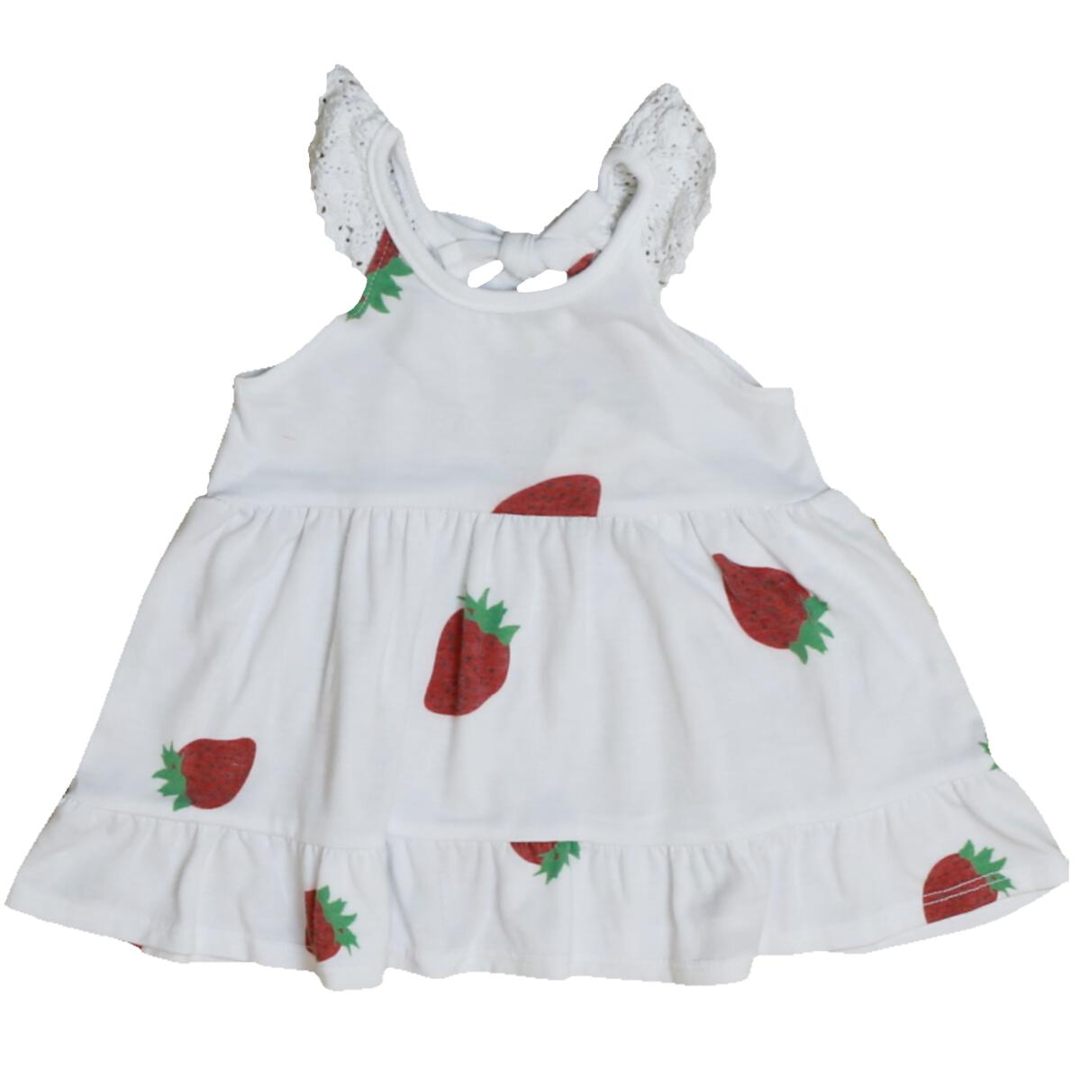 white christmas dresses Girls White Tierred Crochet Strawberry Dress 12-18M