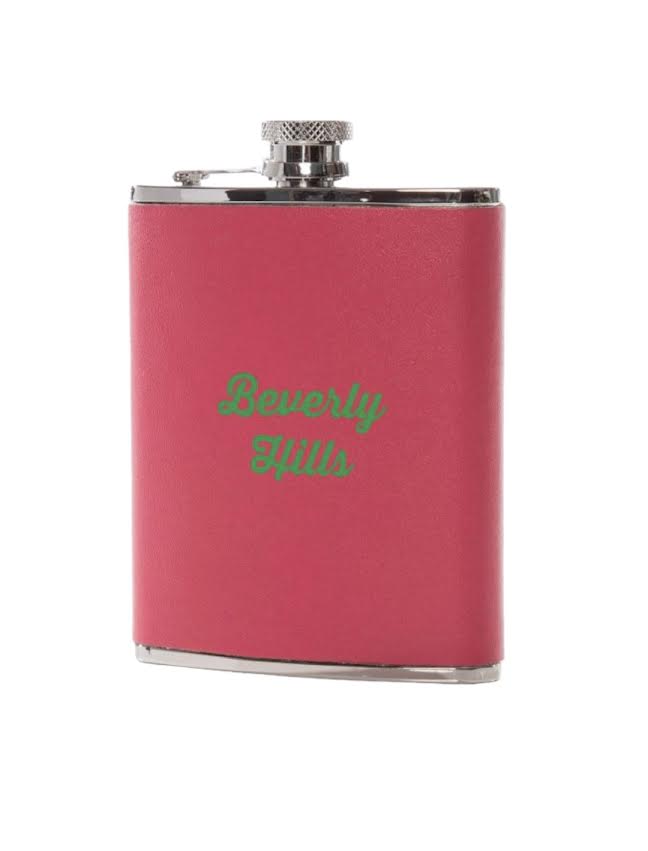 PINK LEATHER BEVERLY HILLS FLASK