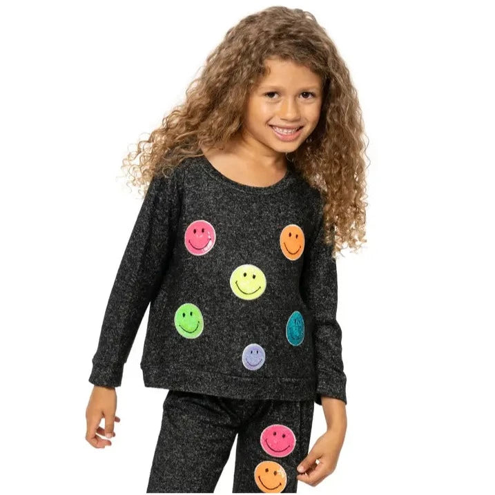 smiley face patch sweatshirt