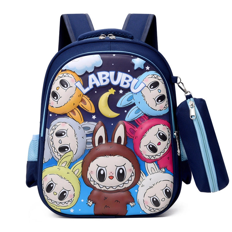 Labubu Blue Backpack Labubu Print Large Backpack in Light Blue | Little Miss  main image 3