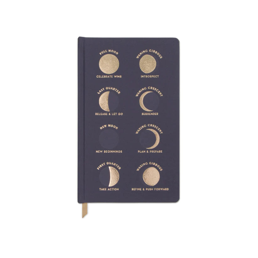 CHARCOAL MOON PHASES MATTE SATIN BOOKCLOTH COVER BOOK