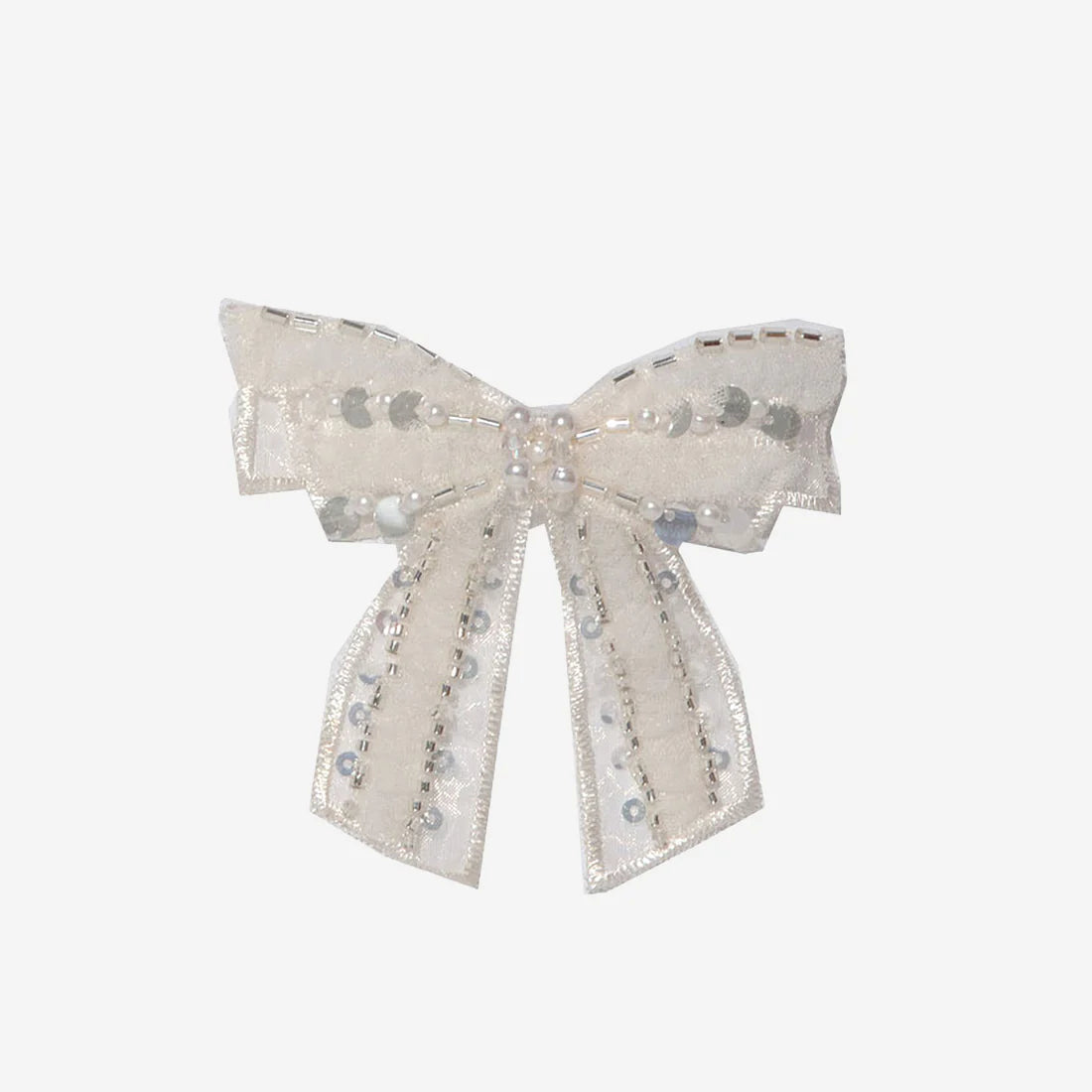 Tulle Small Bow Clip In Cream