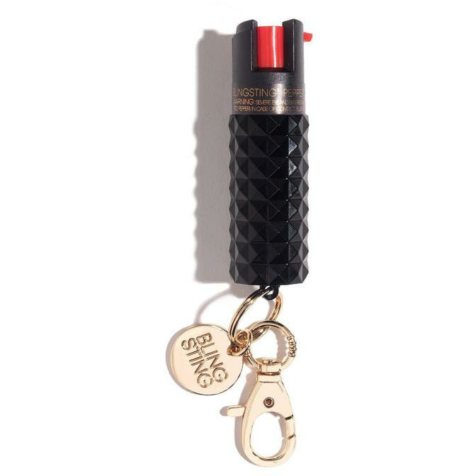 BLACK STUDDED PEPPER SPRAY KEYRING Kitson LA