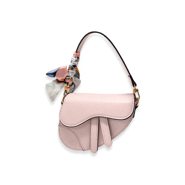 PINK SADDLE PURSE W/ SCARF