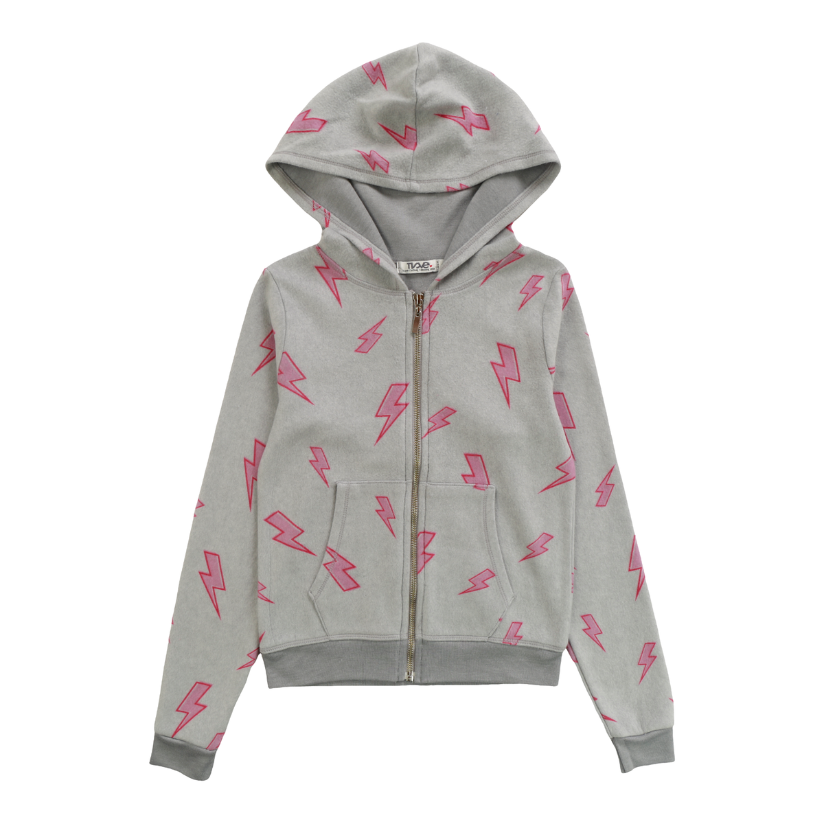 GIRLS GREY BOLT HOODIE