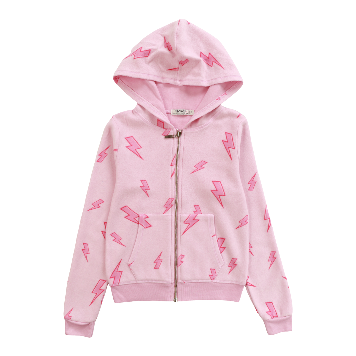 GIRLS PINK BOLT ZIP HOODIE