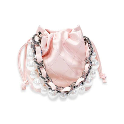 PINK PEARL QUILTED BUCKET BAG
