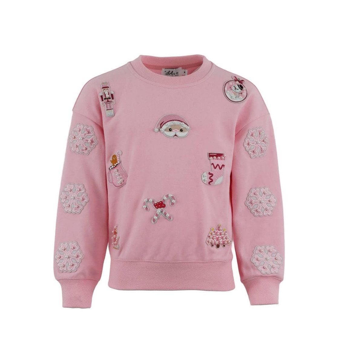GIRLS PINK SANTA SWEATSHIRT