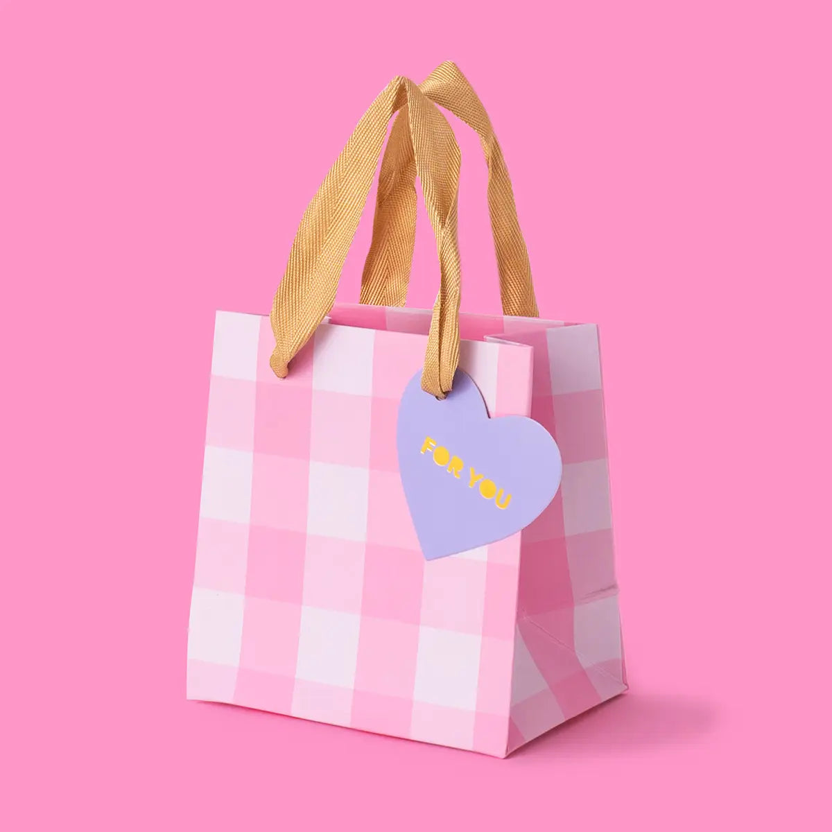 PINK GINGHAM SMALL GIFT BAG