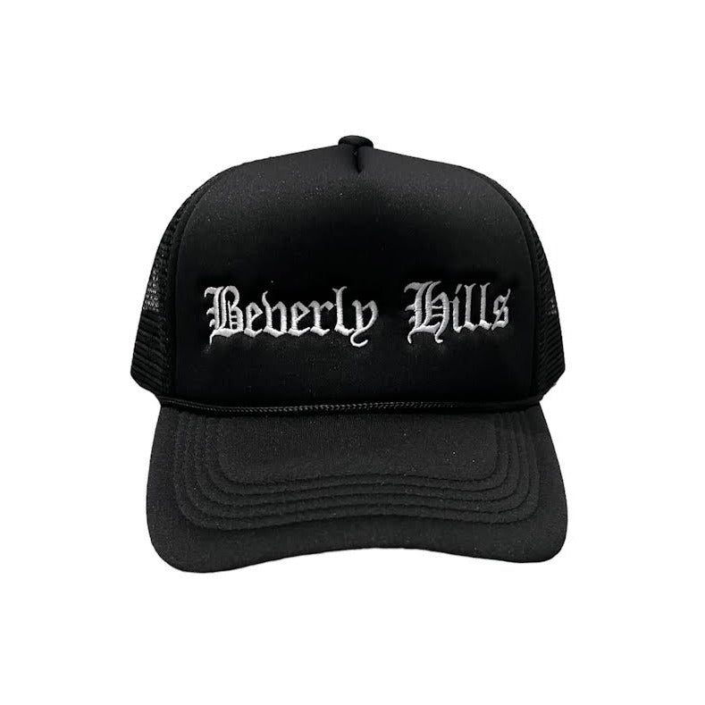 GOTHIC BEVERLY HILLS BLACK TRUCKER HAT