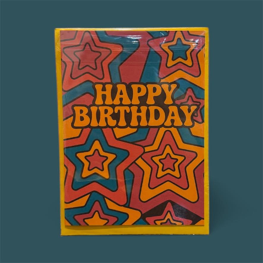 HAPPY BIRTHDAY RETRO STARS CARD