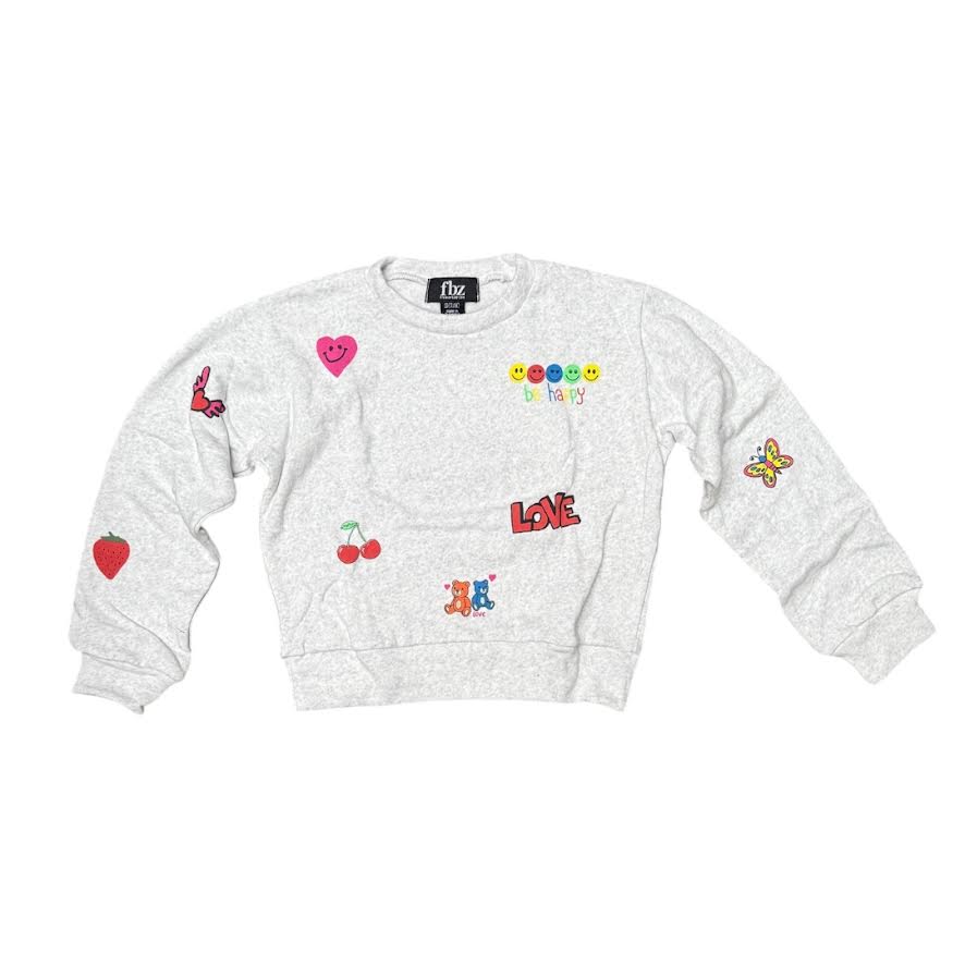 GIRLS BE HAPPY GRAPHIC SWEATSHIRT
