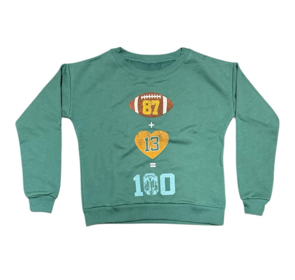 GIRLS TAYLOR FOOTBALL GREEN SWEATSHIRT