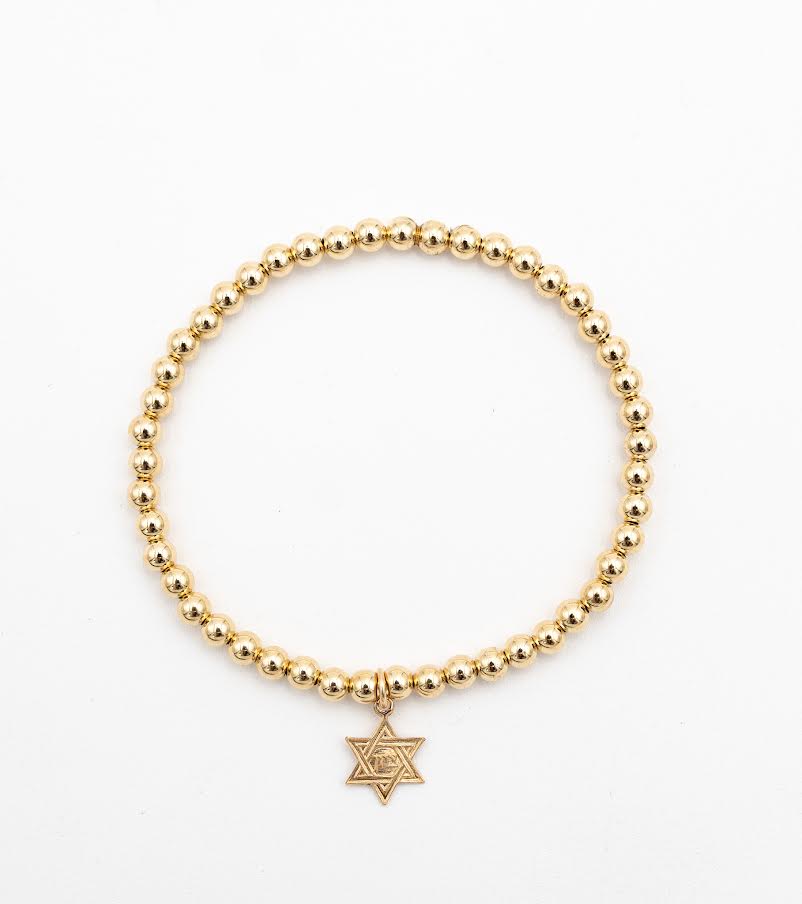 STAR OF DAVID 4MM BEADED BRACELET