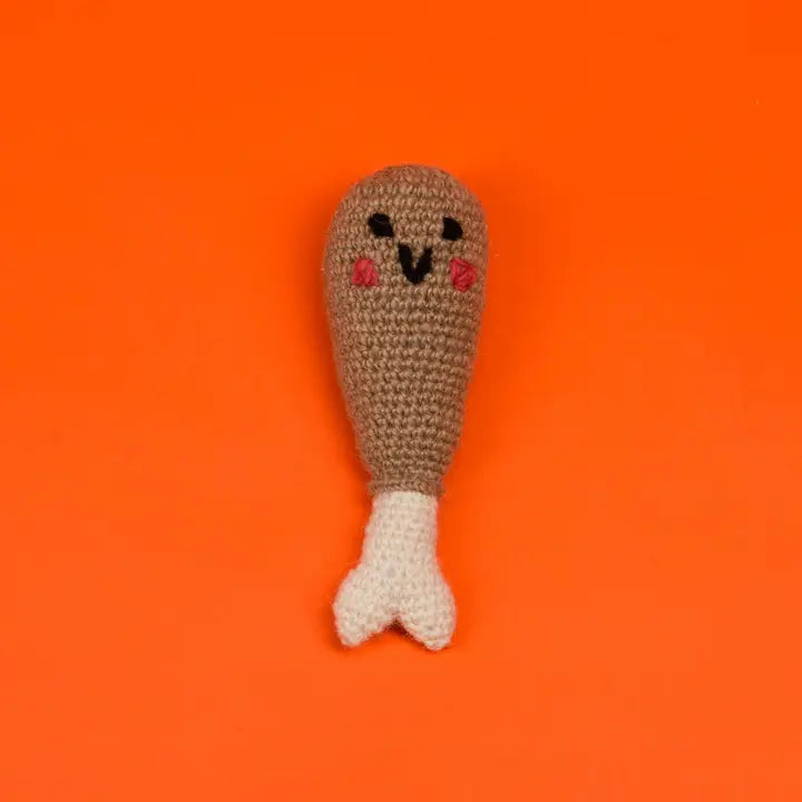 HAND KNIT DRUMSTICK DOG TOY