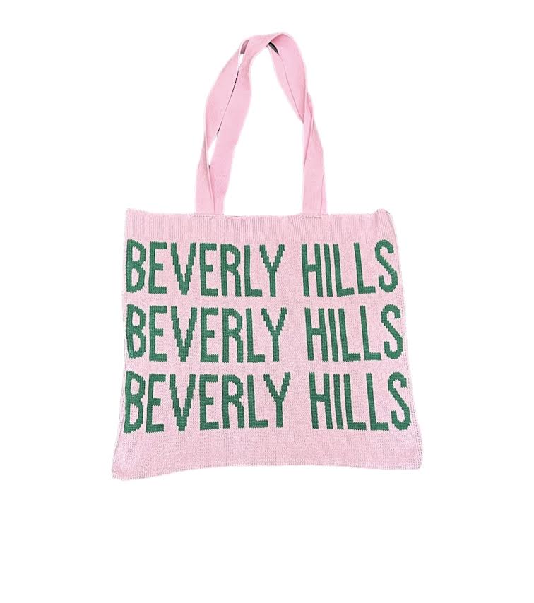 PINK BEVERLY HILLS KNIT TOTE