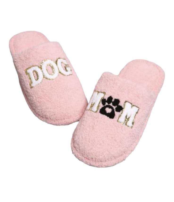 PINK DOG MOM SEQUINED SLIPPERS