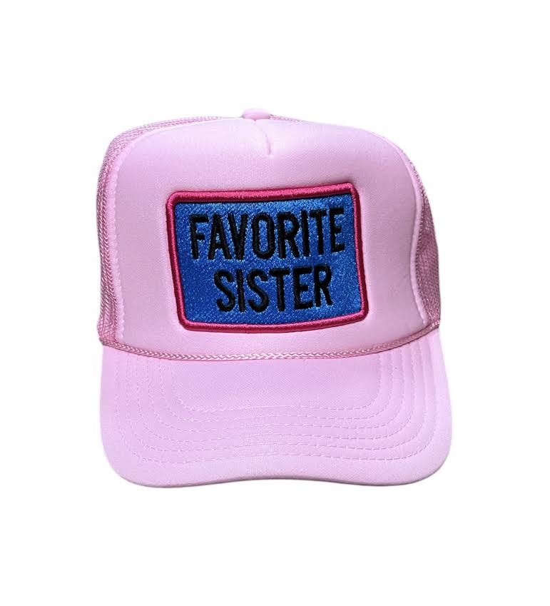 PINK FAVORITE SISTER TRUCKER HAT