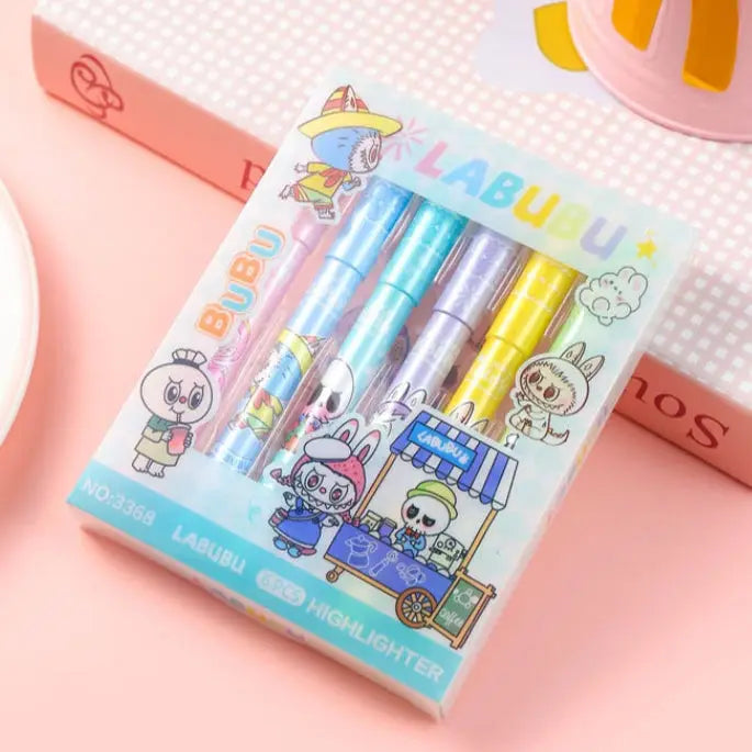 CARTOON LABUBU FLUORESCENT HIGHLIGHTER PENS