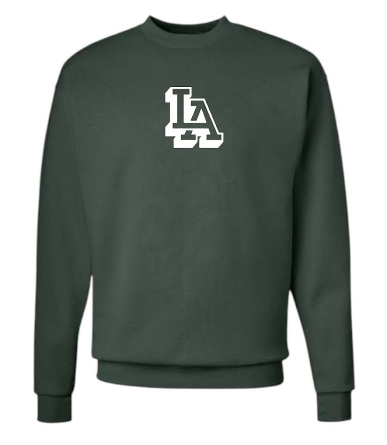 MENS LA LOGO GREEN CREWNECK