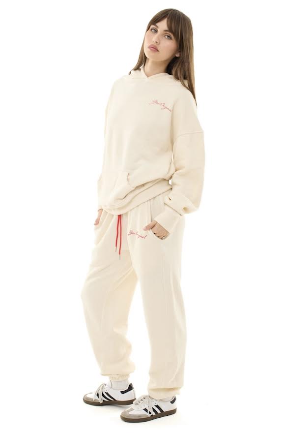 YVES ORIGINAL CURSIVE CREAM SWEATPANTS