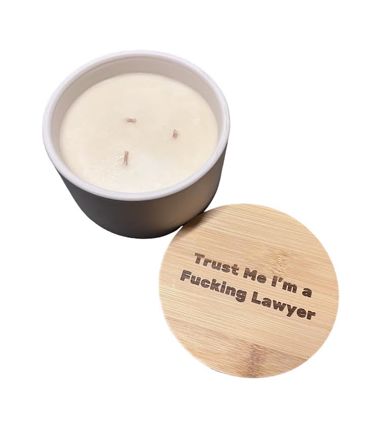 TRUST ME I'M A FUCKING LAWYER CANDLE