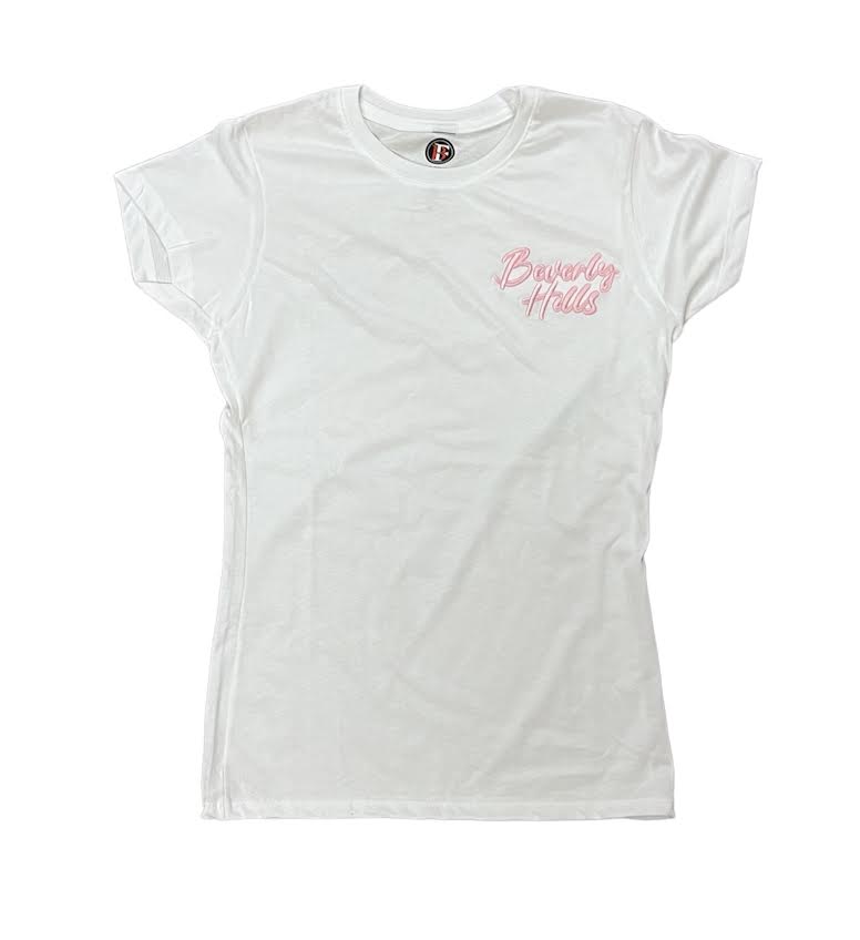 WOMENS PINK BEVERLY HILLS EMBROIDERED T-SHIRT