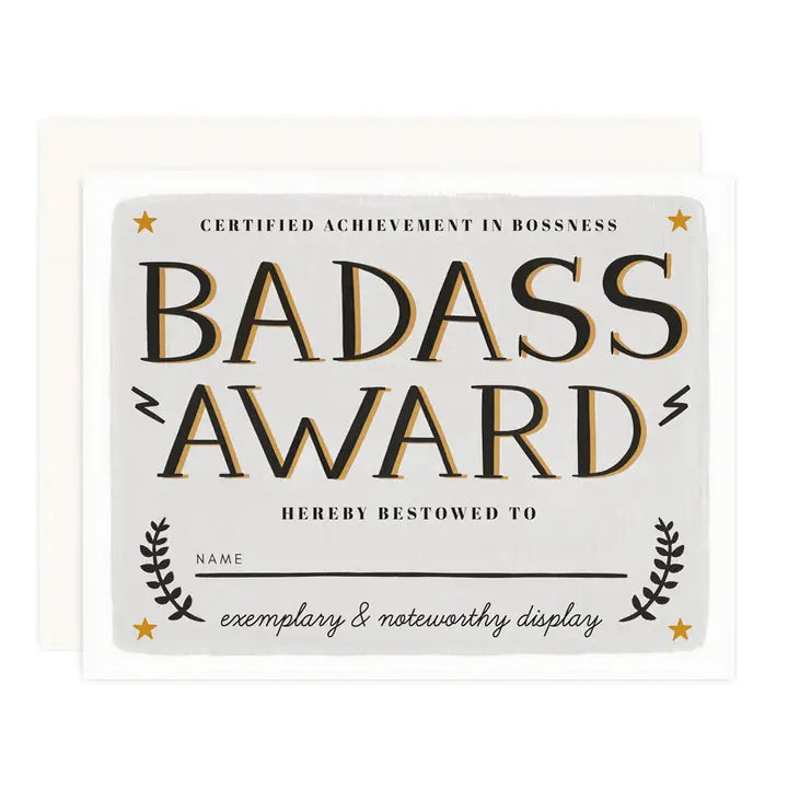 BADASS AWARD GREETING CARD