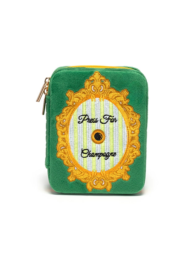 PRESS FOR CHAMPAGNE VELVET JEWELRY CASE