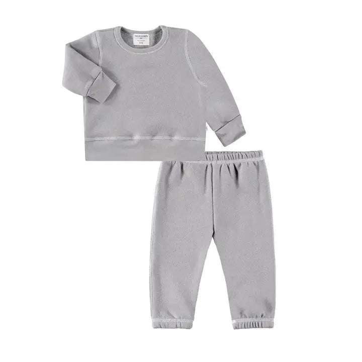 BABY GRAY ECO FLEECE LOUNGEWEAR SET