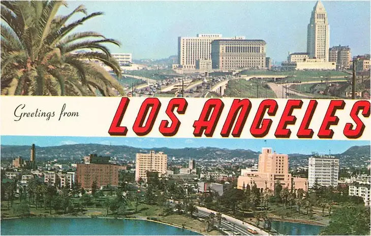 GREETINGS FROM LOS ANGELES RED FONT MAGNET