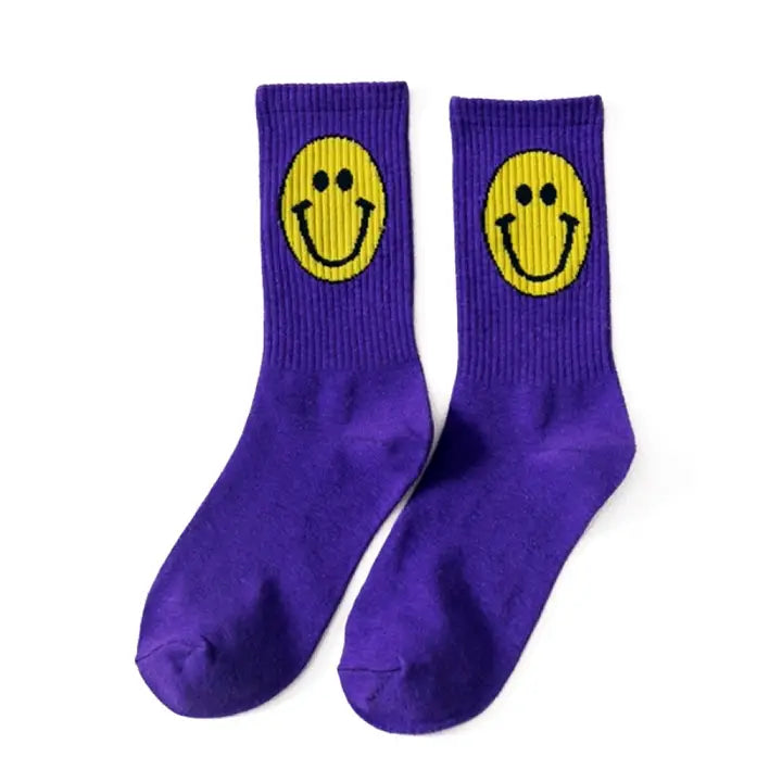 GIRLS PURPLE SMILEY FACE SOCKS