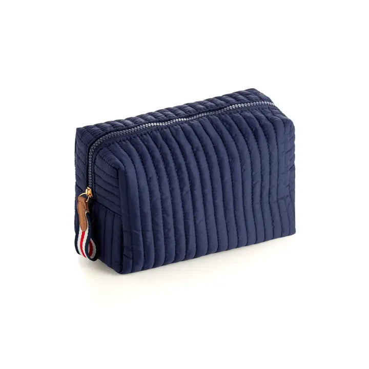 NAVY LARGE BOXY COSMETIC POUCH