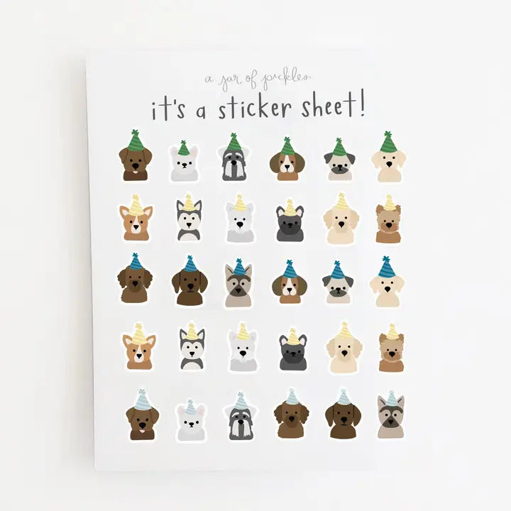 MINI PARTY DOGS STICKER SHEET