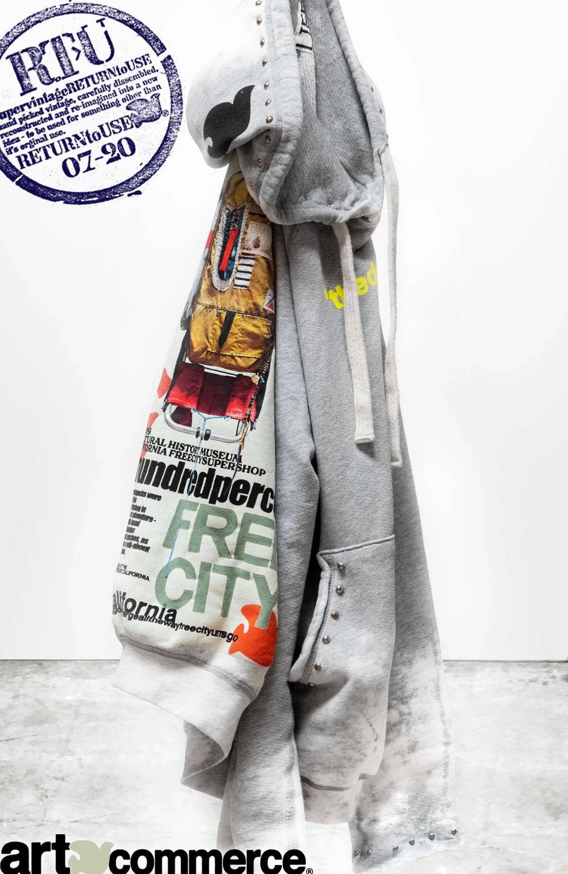 RTU CIRCA'2009 SUPERVINTAGE FREECITY BACKPACK" HOMESTUD HEATHER BLEACHOUT HOODIE