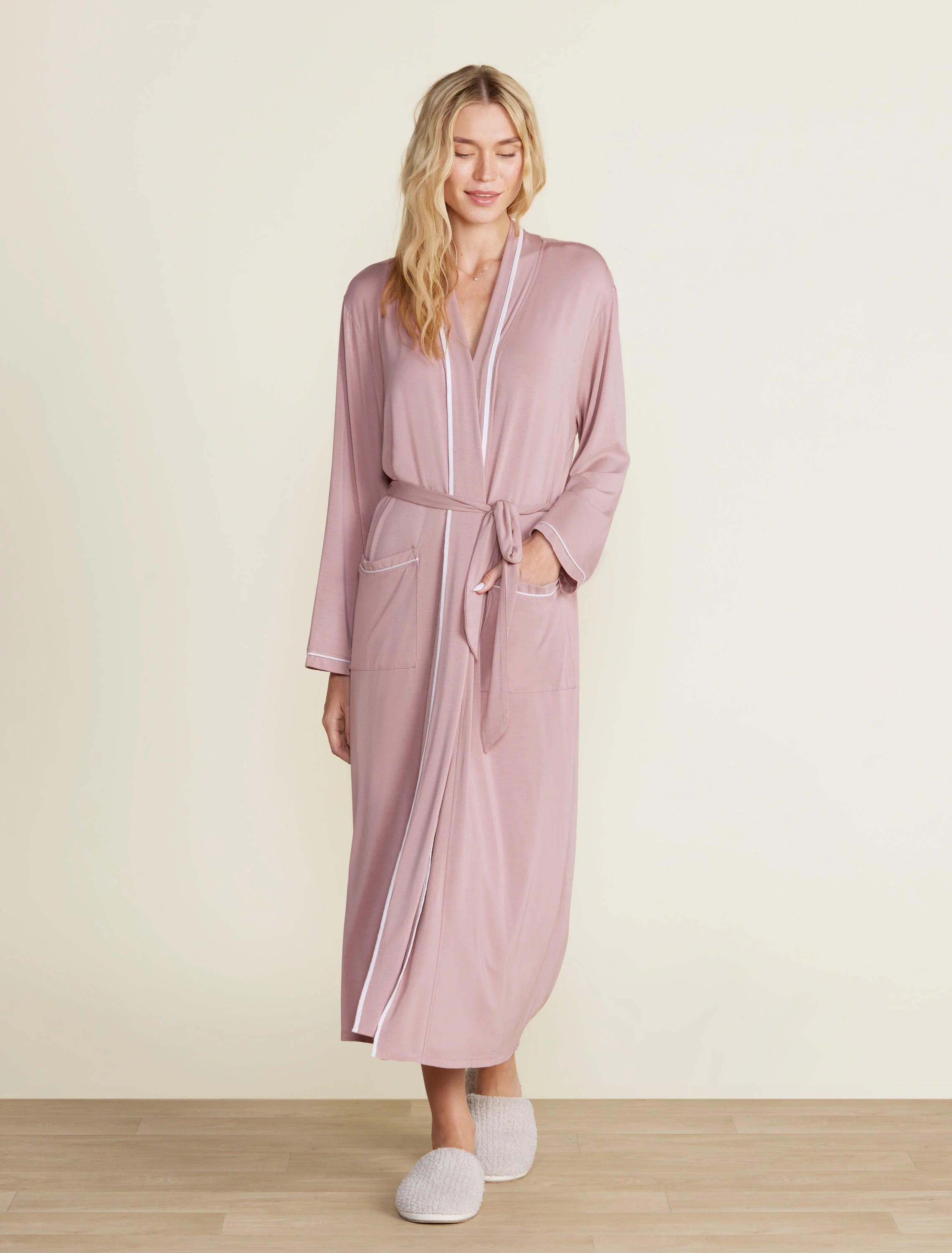 TEARBERRY WHITE SOFT JERSEY PIPE ROBE – Kitson LA
