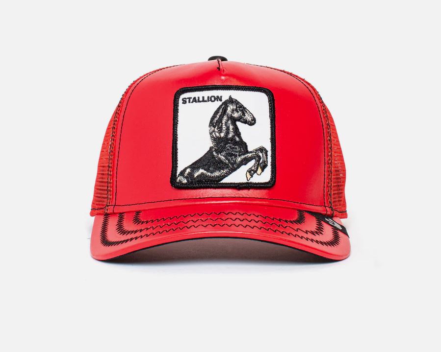 CHERRY MUSTANG LEATHER TRUCKER HAT