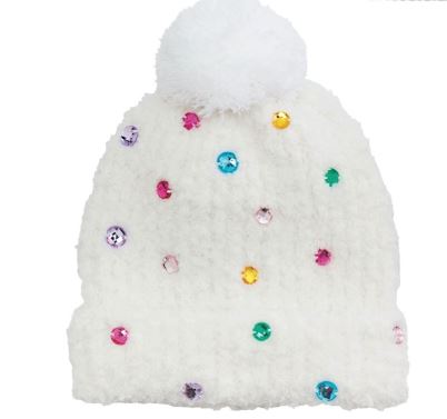 RAINBOW DOT RHINESTONE BEANIE