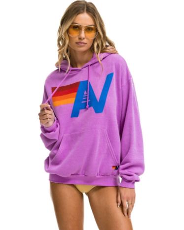 AVIATOR NATION LOGO PULLOVER RELAXED HOODIE - NEON PURPLE