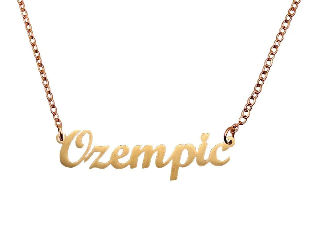 OZEMPIC SCRIPT NAMEPLATE NECKLACE