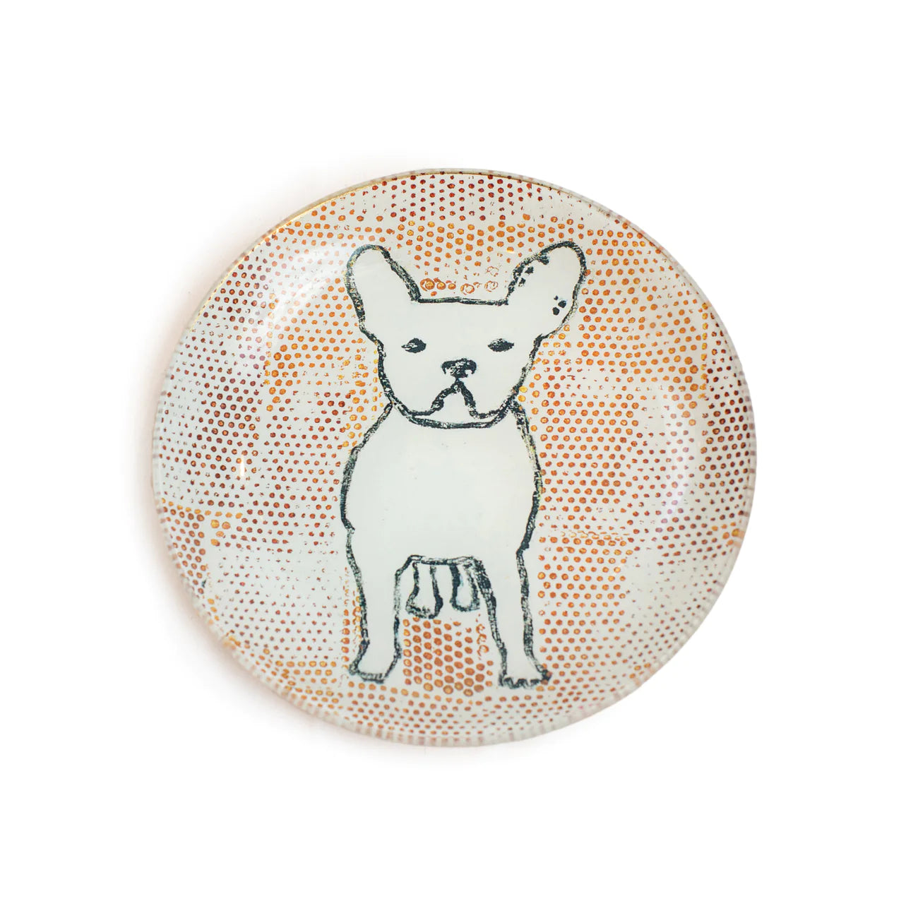 FRENCHIE ROUND DECOUPAGE PLATE