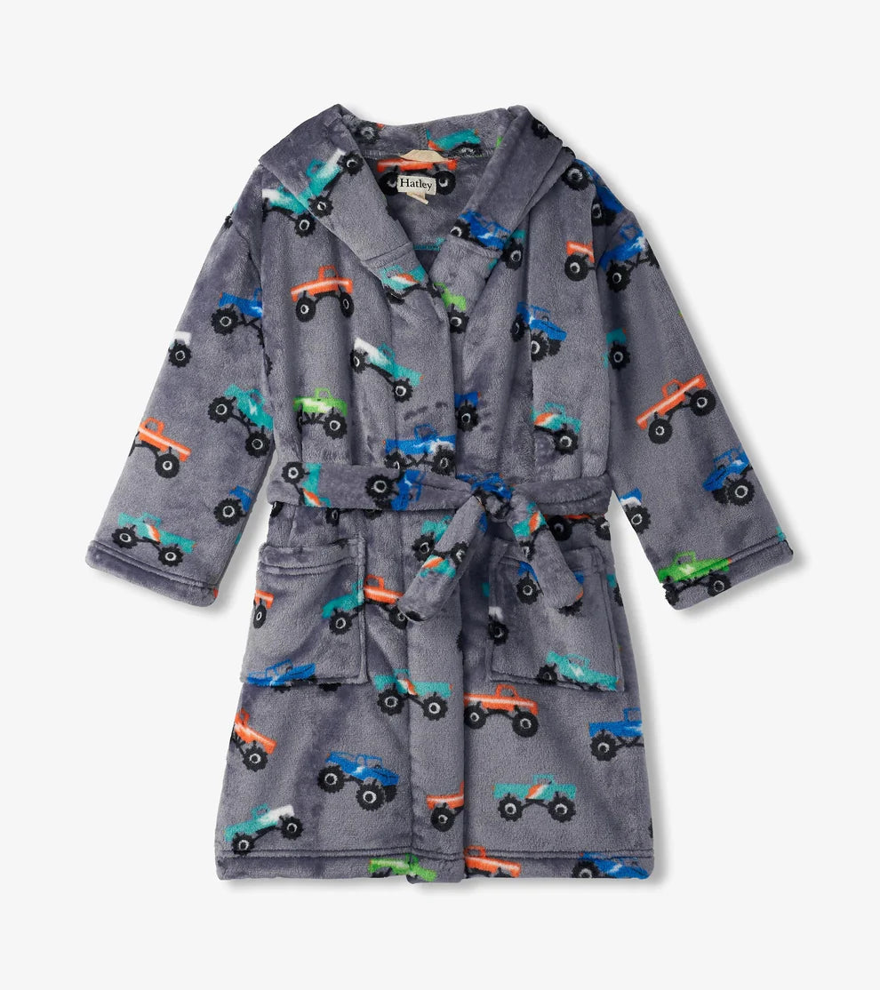 BOYS MONSTER TRUCKS FUZZY FLEECE ROBE – Kitson LA
