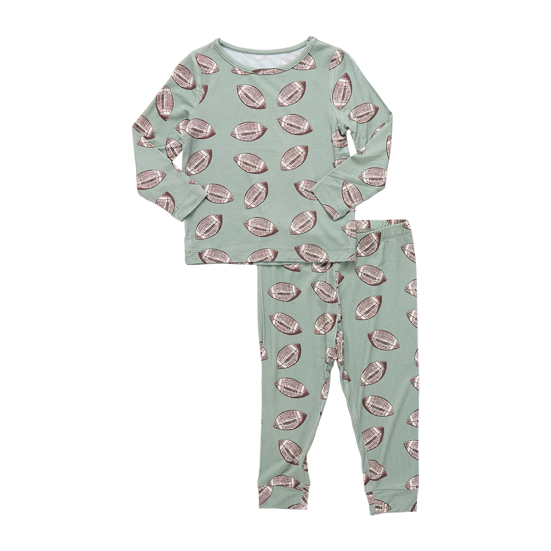 BOYS FLYING FOOTBALLS GREEN PJ SET