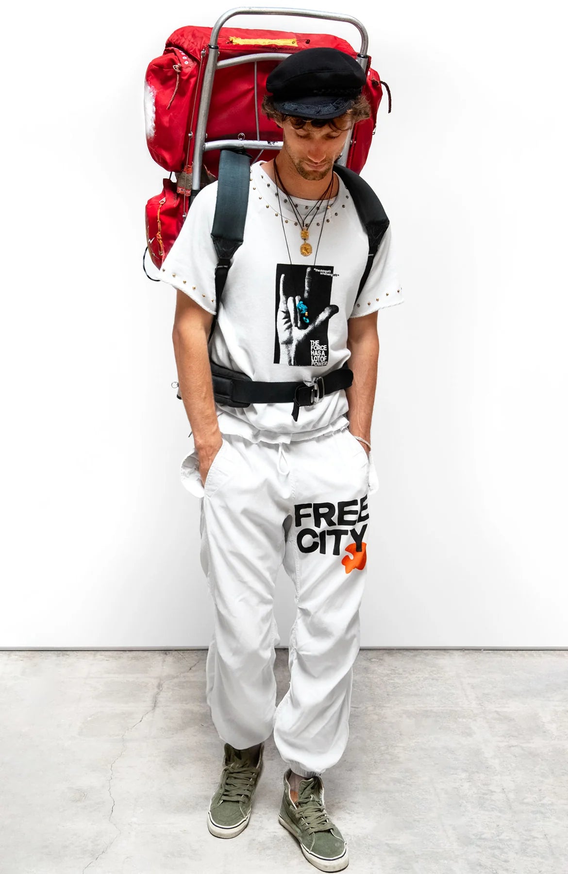 FLAP/SNAP FREECITYLARGE MATTE/SATIN AIRJUMP PANT - LAUNDRY WHITES