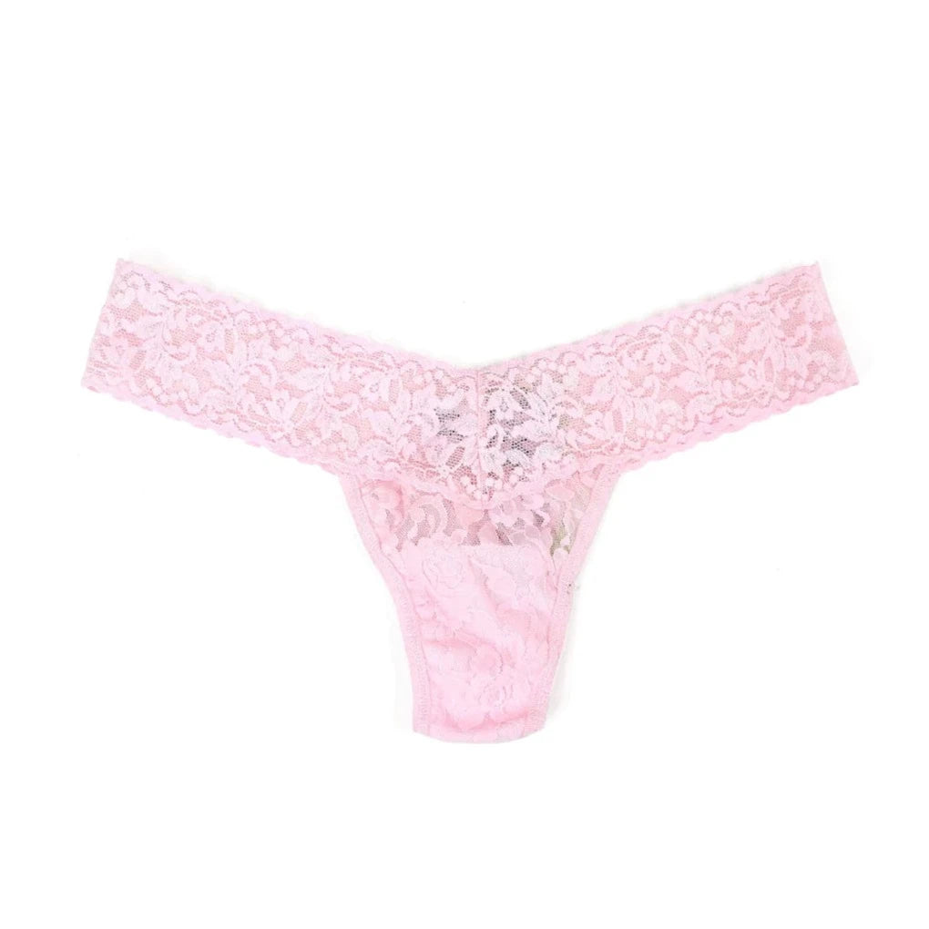 BLISS PINK SIGNATURE LACE LOW RISE THONG