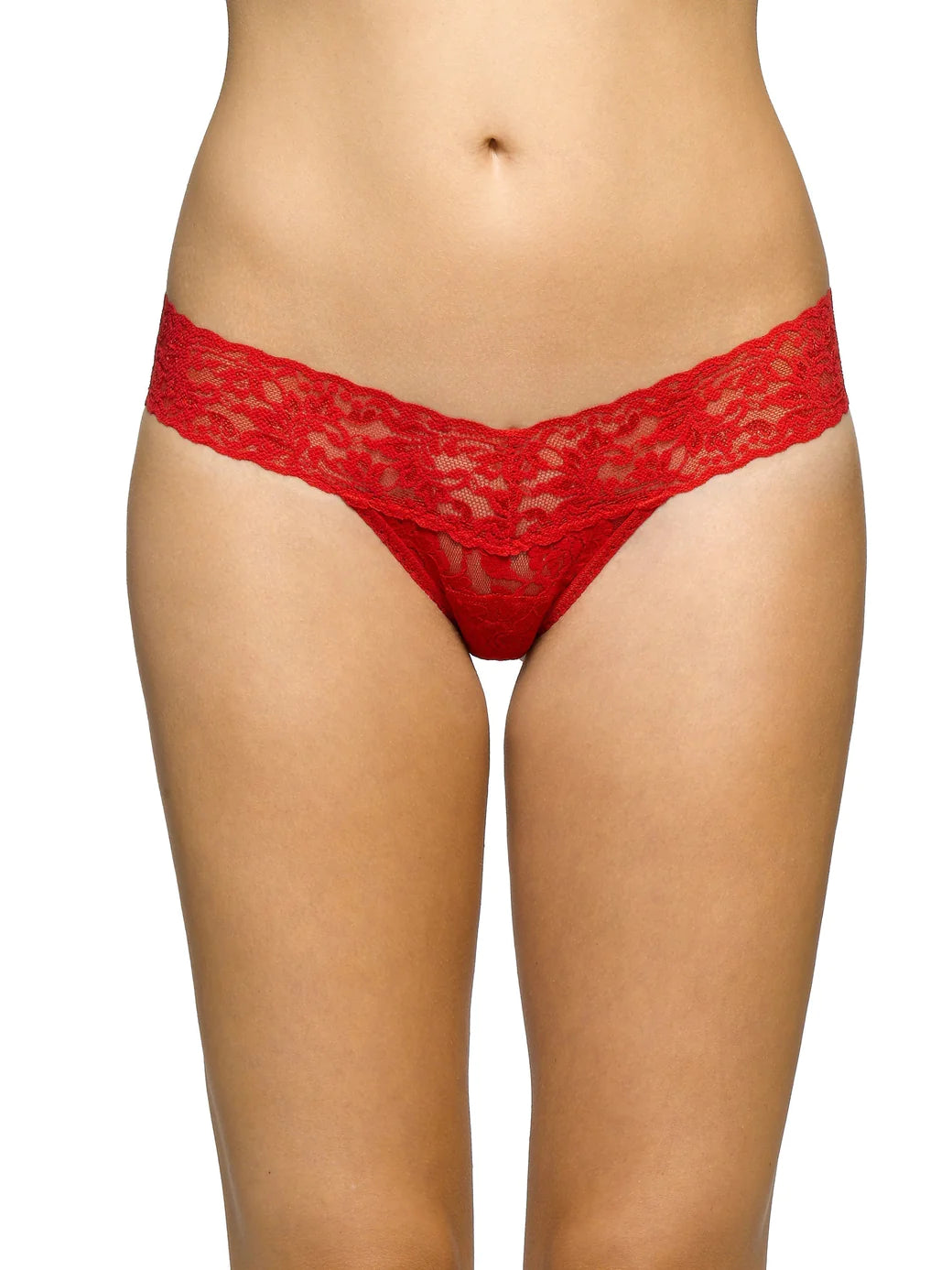 RED SIGNATURE LACE LOW RISE THONG