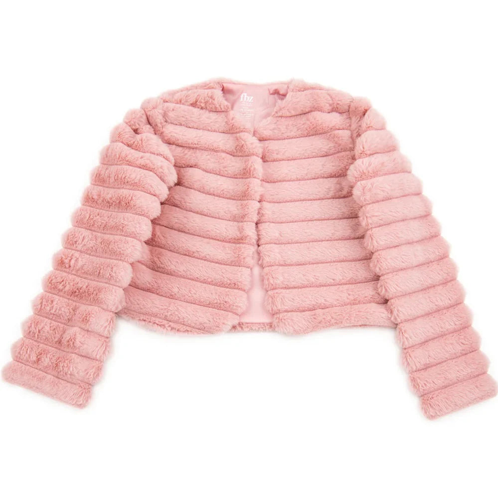GIRLS PINK VEGAN FUR JACKET