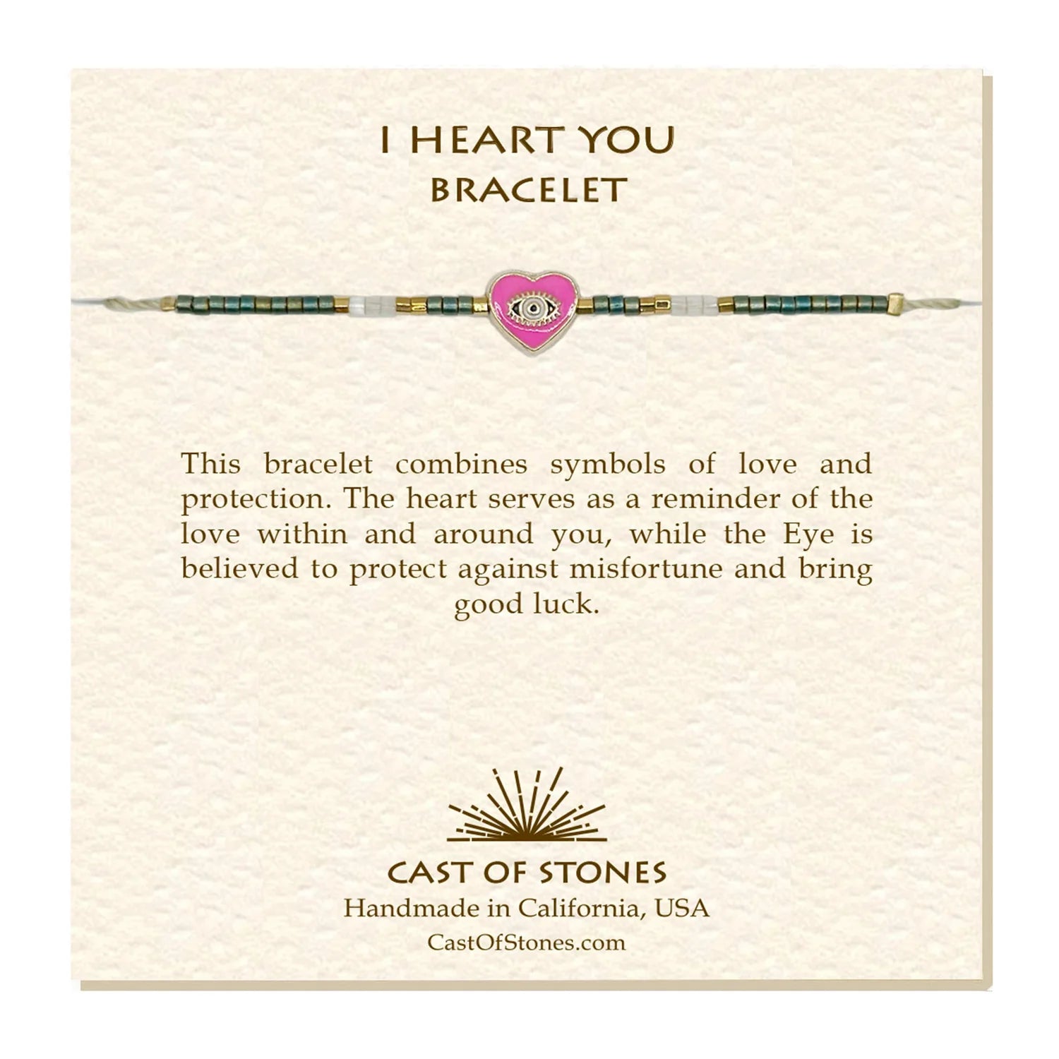 I HEART YOU BRACELET - EMERALD PINK